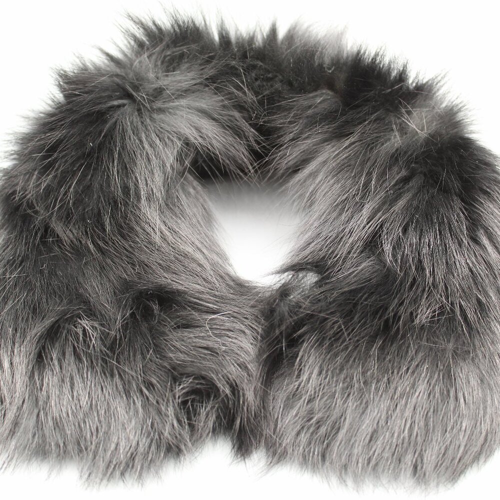 Vintage Chunky Black Fur Collar Fluffy Shawl Scarf Neck Warmer 24"